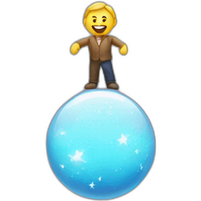 A man stands above a star as if it were a crystal ball emoji