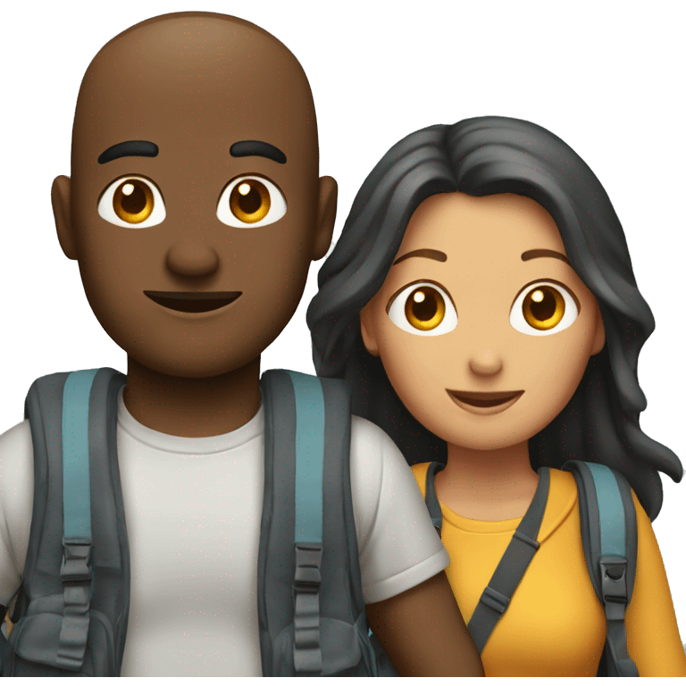 Man and woman with backpacks emoji