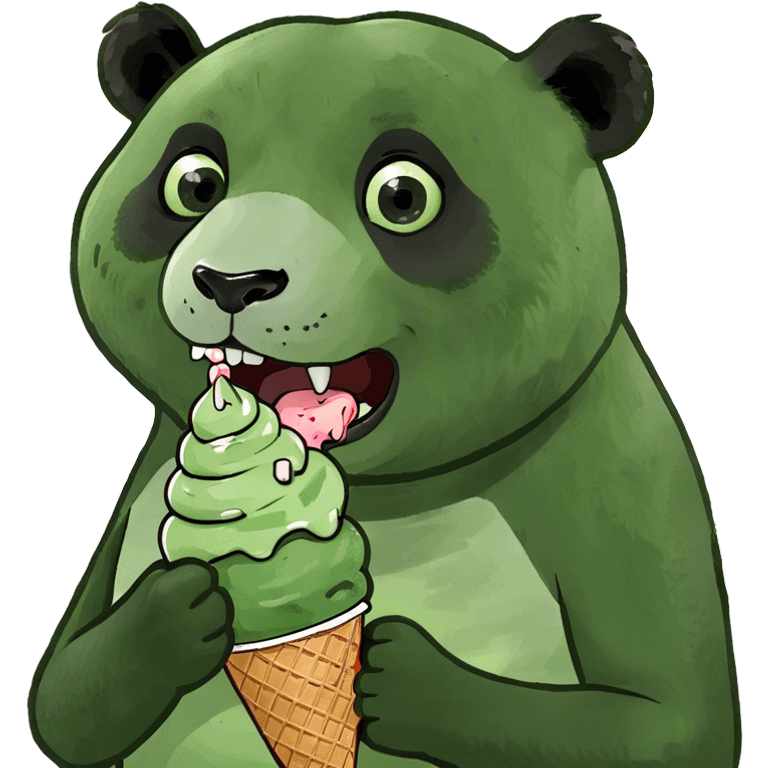 Panda eating ice cream emoji