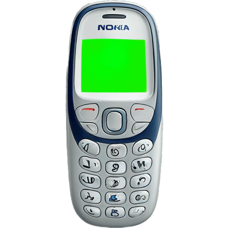 Nokia 3310 with neon green screen emoji