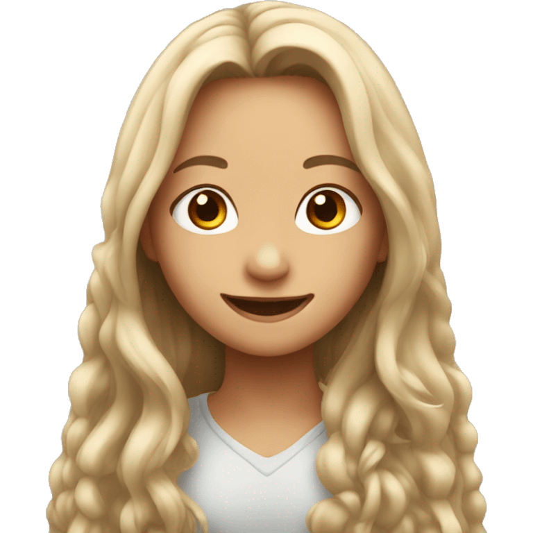 smiling girl with long hair  emoji