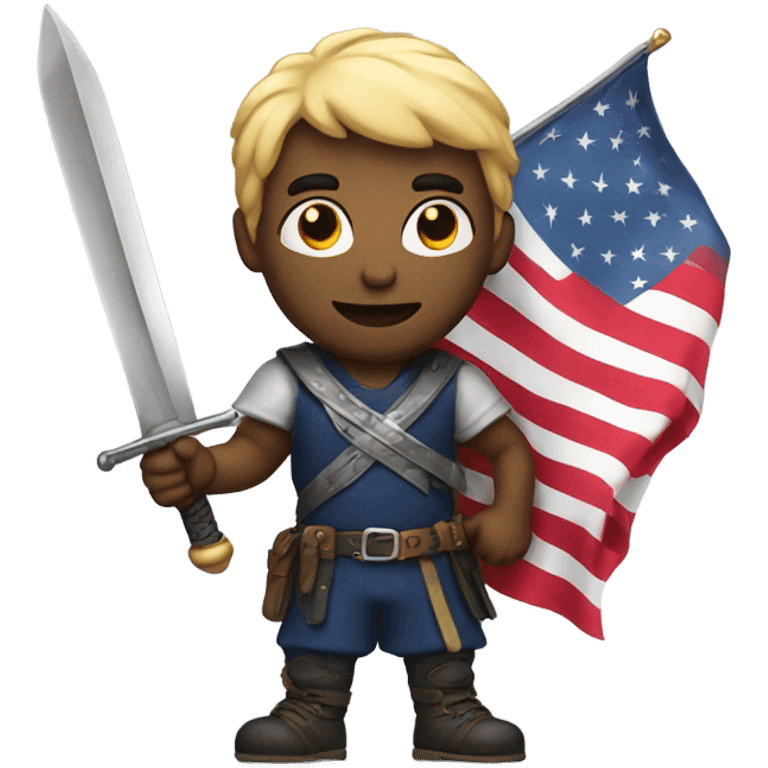 Guy with sword and American flag emoji