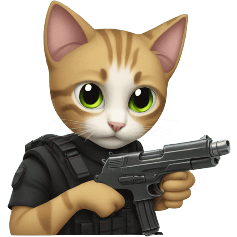 Cat with draco gun emoji