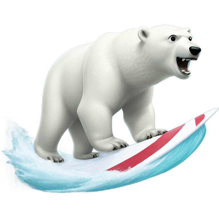 Polar bear surfing a wave emoji