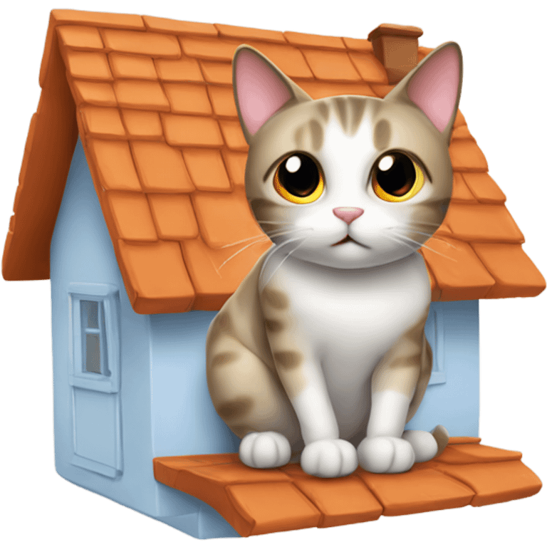 Cat sitting on house emoji