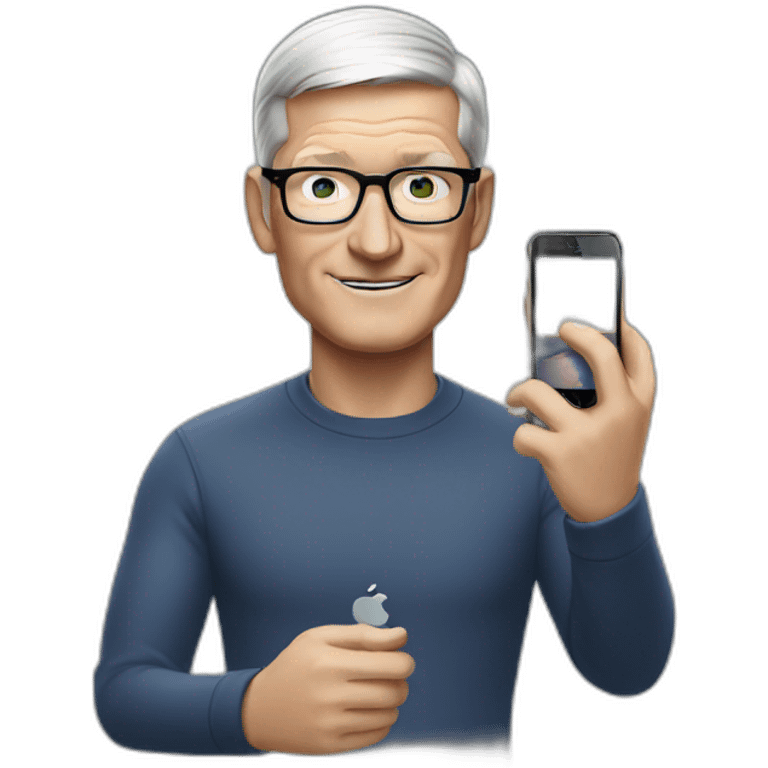 Tim cook taking photo with iPhone emoji