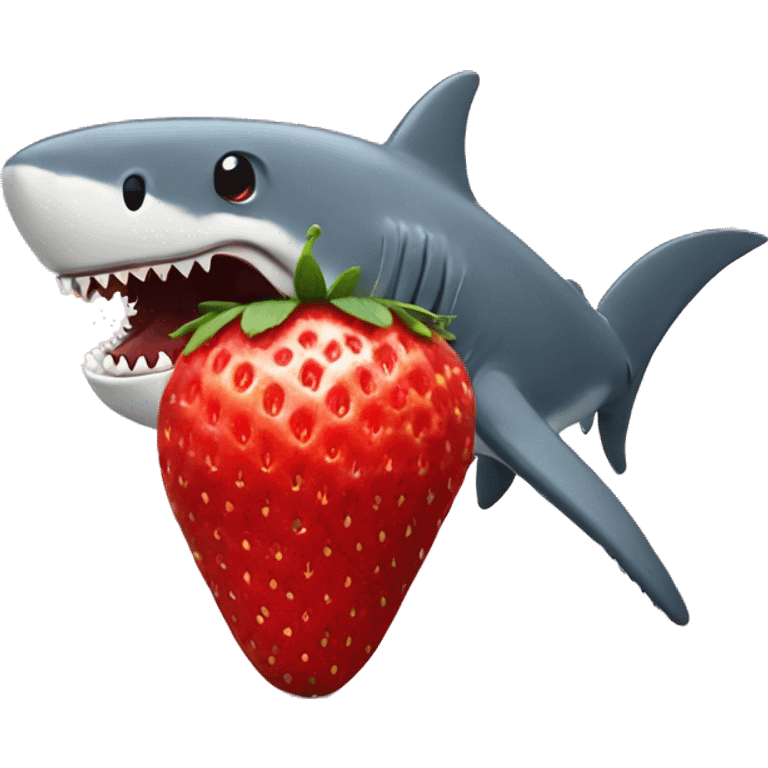 Strawberry eating a shark emoji