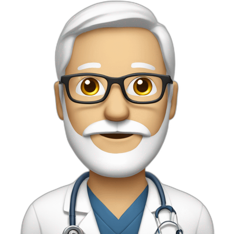 mature man with white beard, doctor, shicky reading glasses emoji