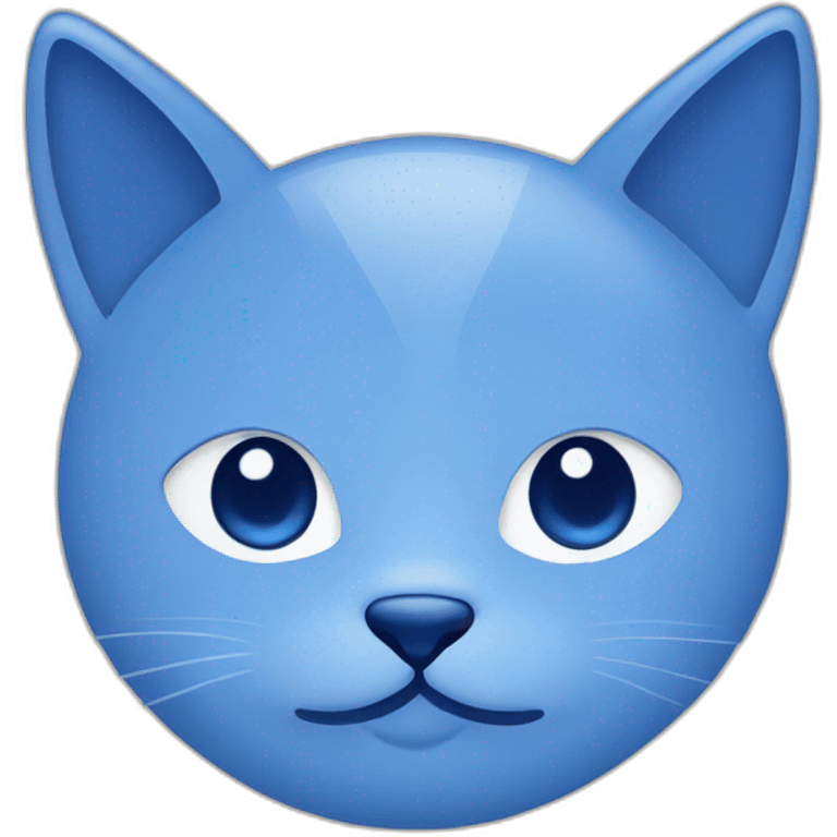 Blue simplistic sketch of a cute cat face emoji