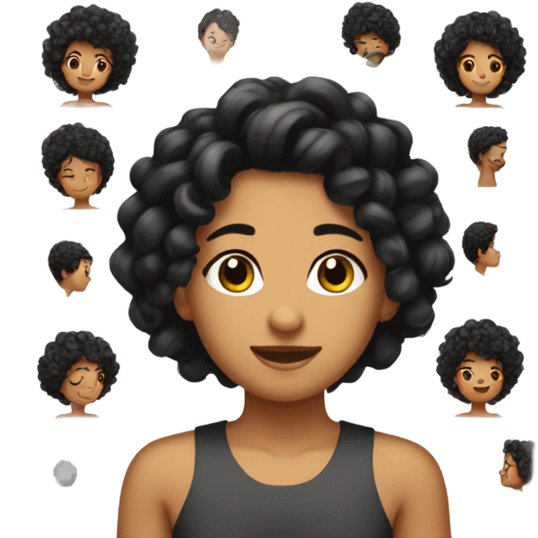 Back massage olive skin curly black hair emoji