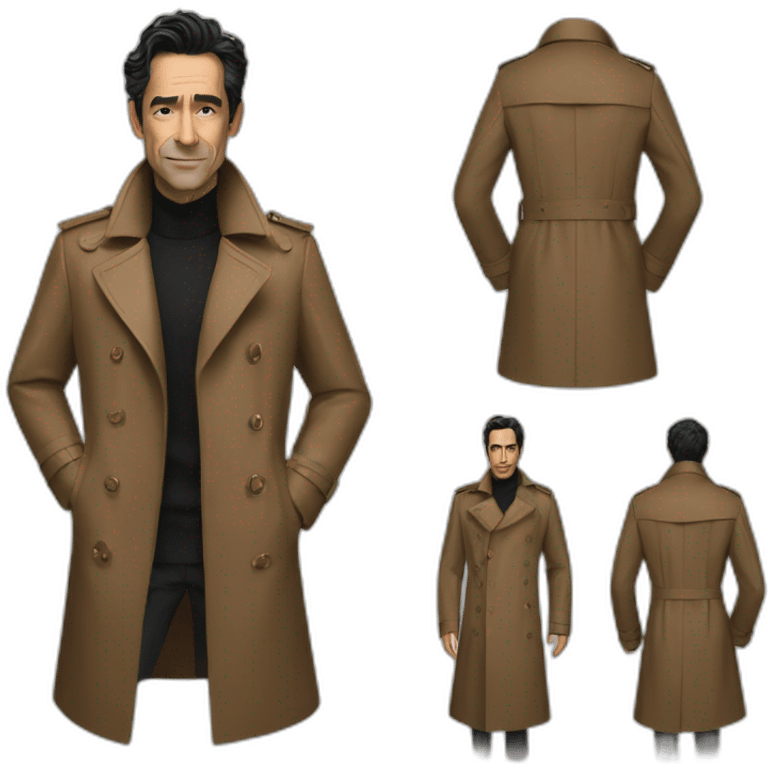 Ben Chaplin futuristic brown trench coat emoji