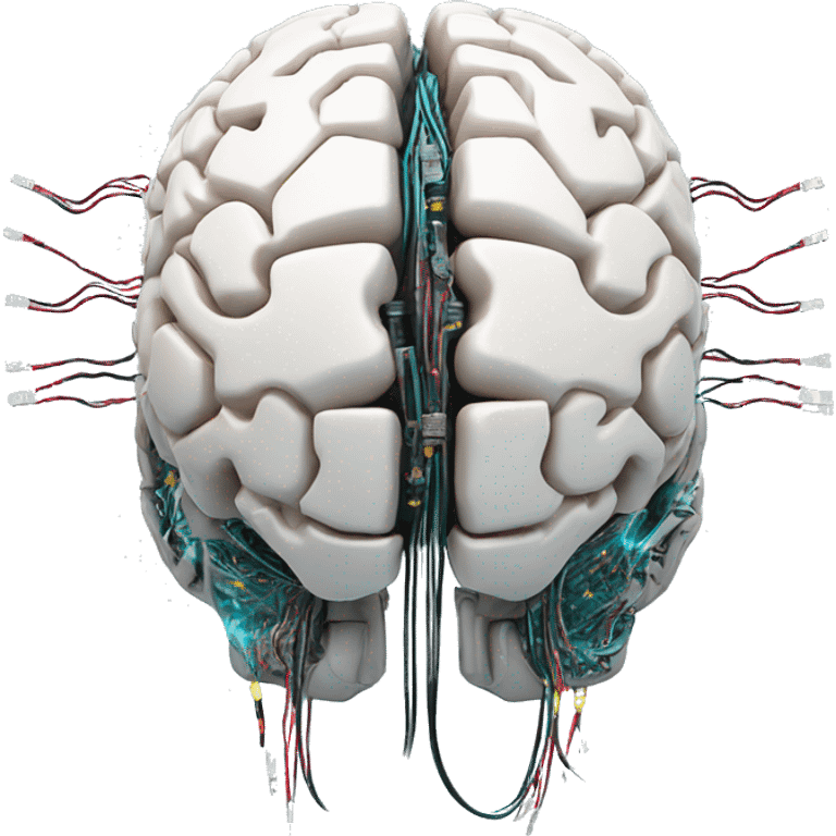 Cyborg brain with circuitry and wires emoji