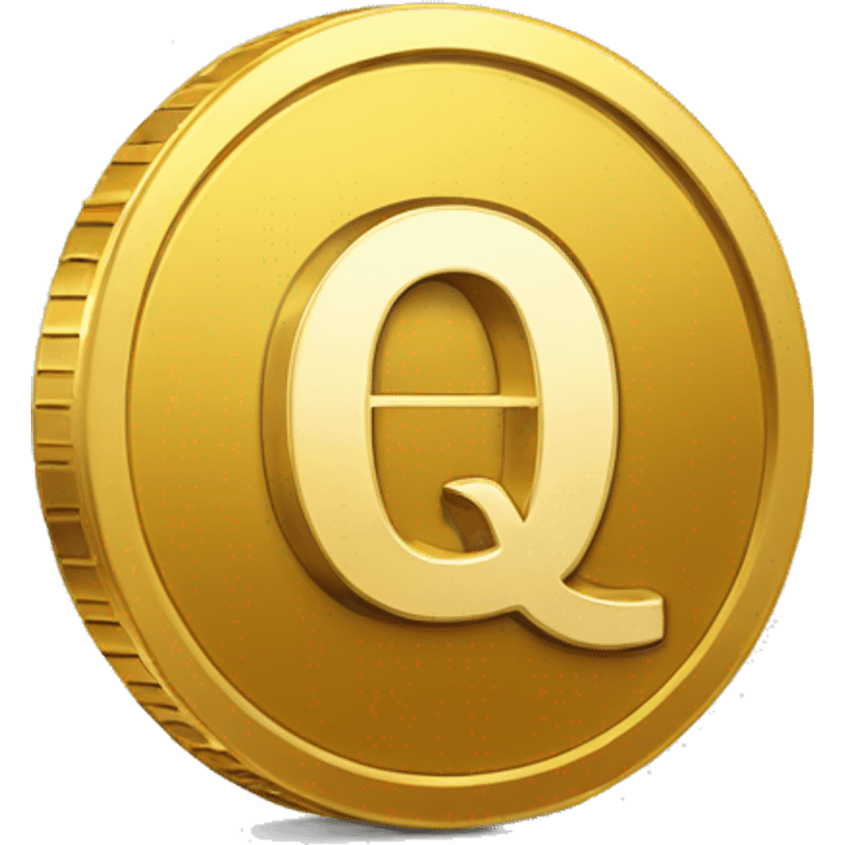 gold-cripto-coin-with-a-letter-Q emoji