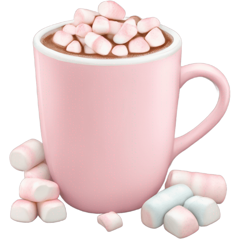 Light Pink mug of hot chocolate with marshmallows  emoji