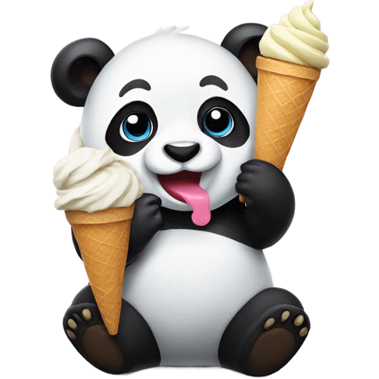 Panda eating ice cream emoji