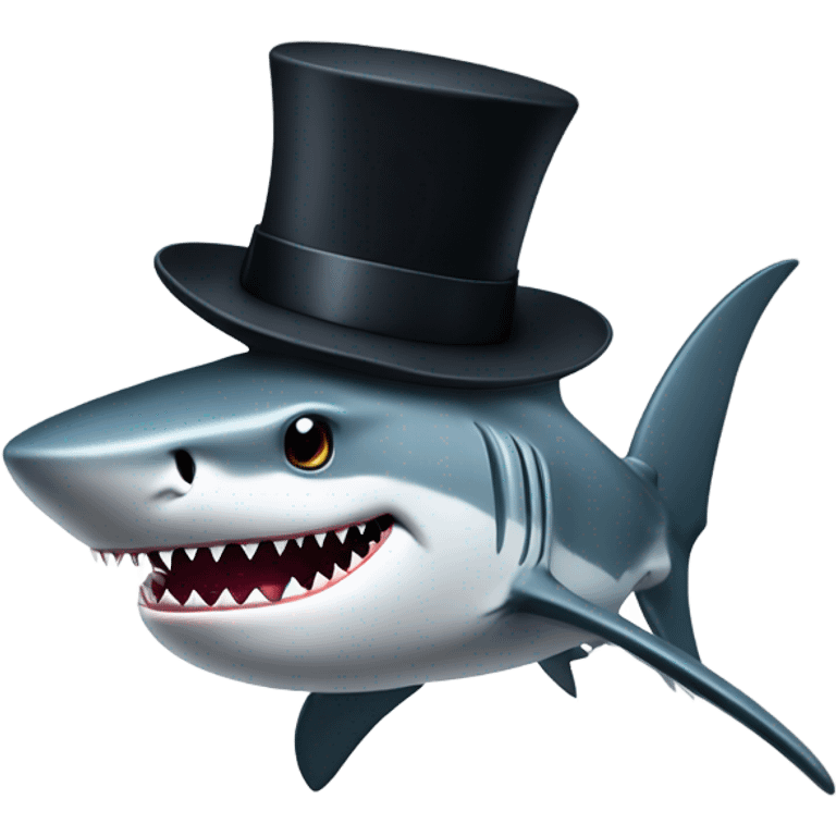 Shark with a top hat emoji