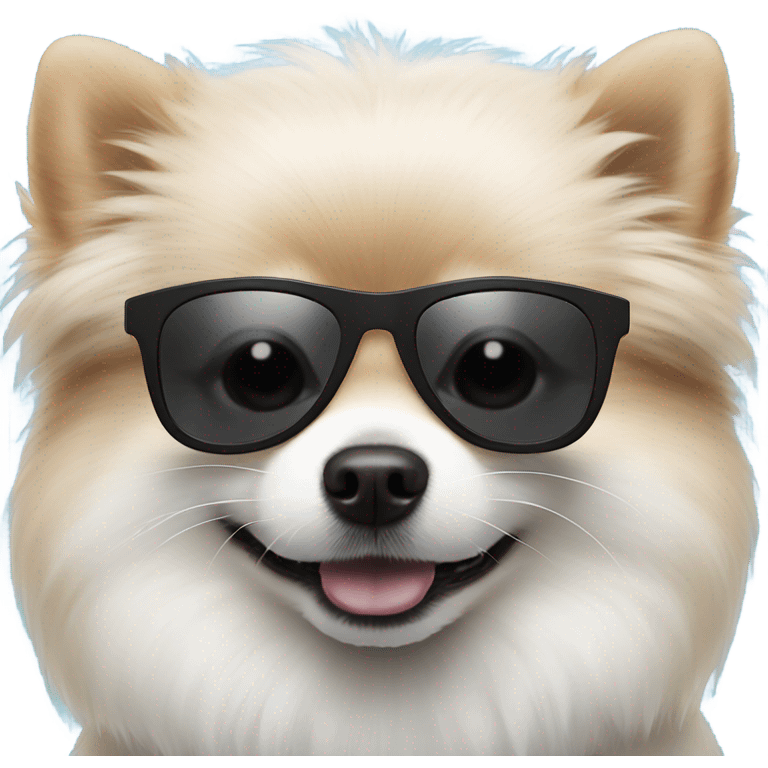 Black and white Pomeranian wearing sunglasses emoji