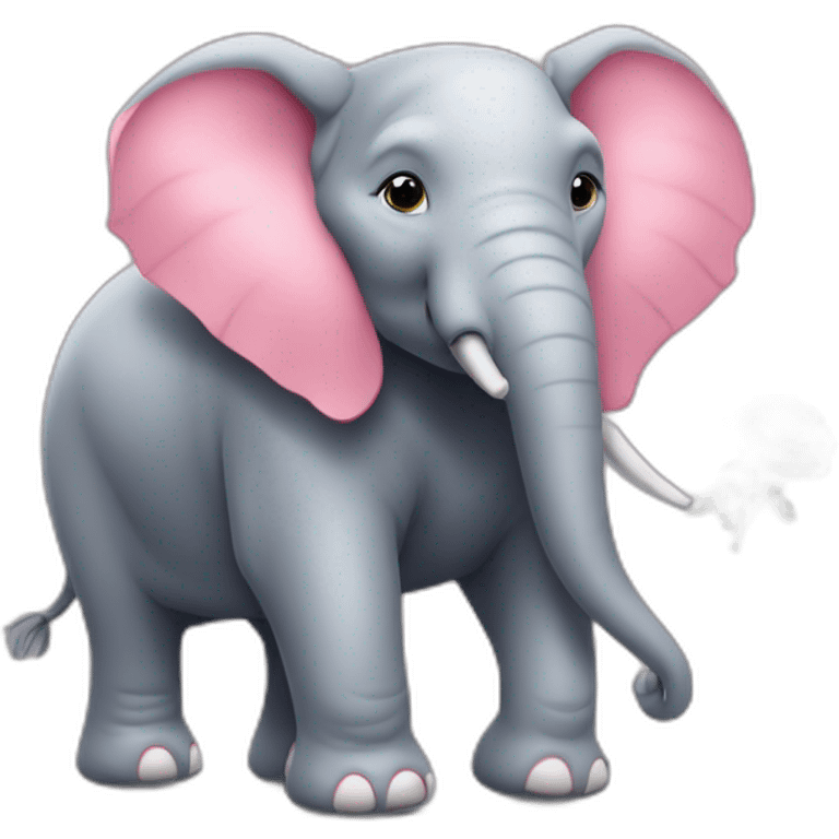 Éléphant rose avec des rollers emoji