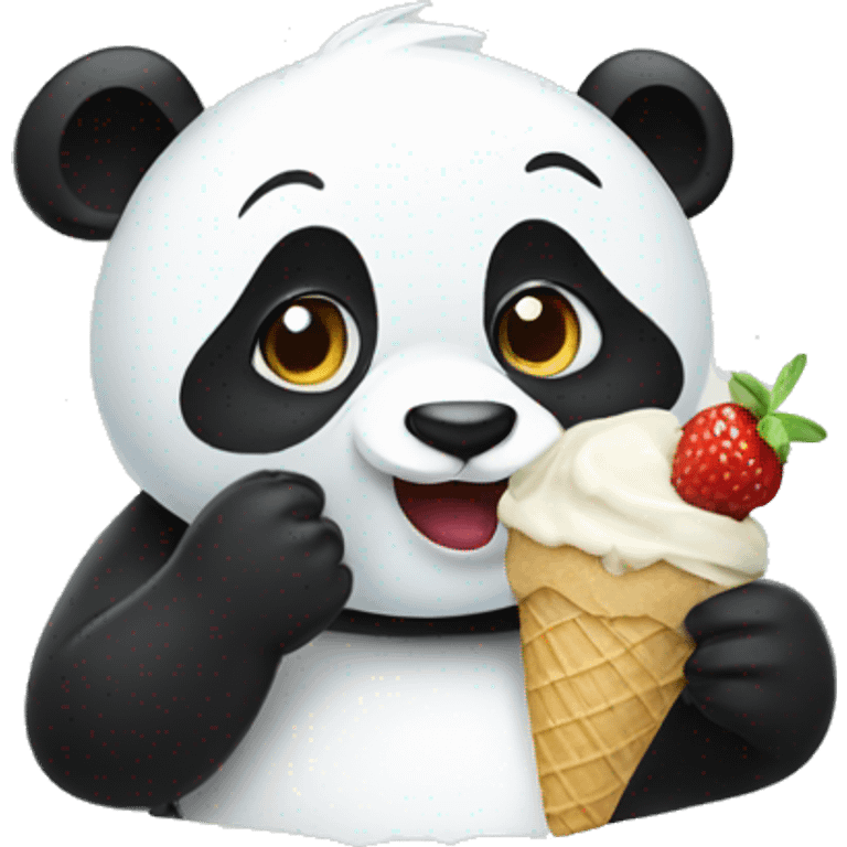 Panda eating ice cream emoji