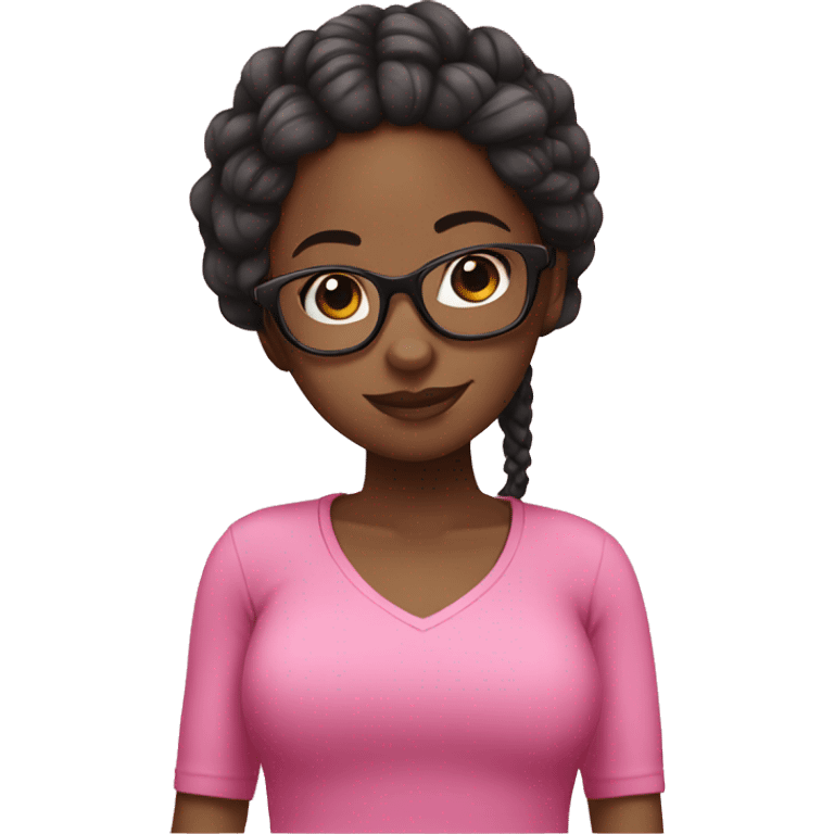 black girl with braids and glasses and a pink top emoji