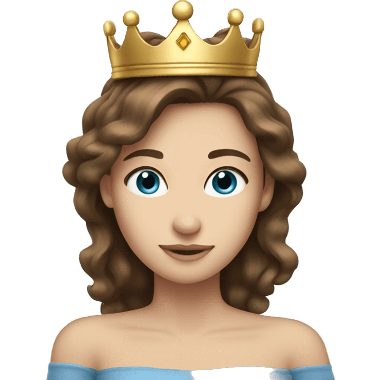 cozy girl with brown hair blue eyes and crown emoji