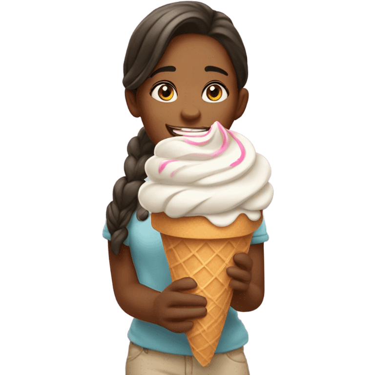 Girl eating ice cream emoji