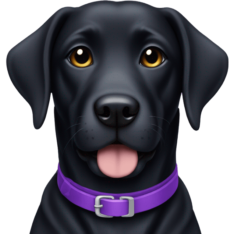 Black lab girl dog with purple collar emoji