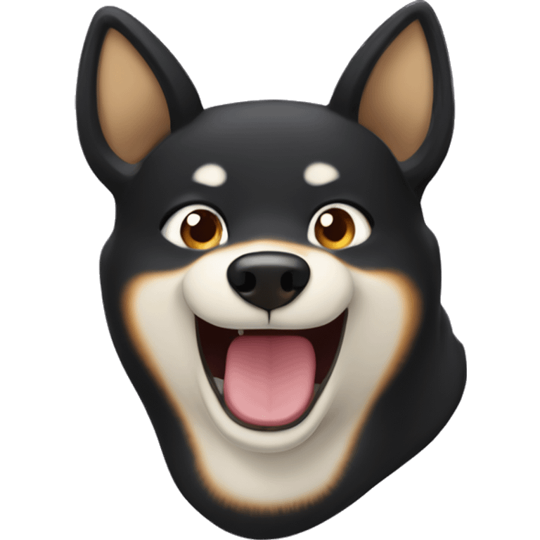 black siba inu face | grinning squinting face | laugh | mouth | satisfied | smile emoji