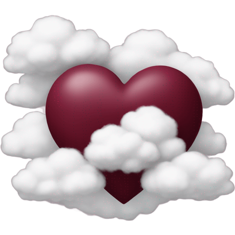 burgundy heart with clouds emoji