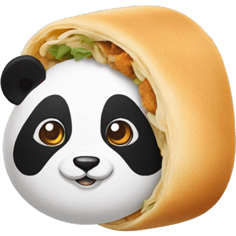 Egg roll on head of  panda emoji