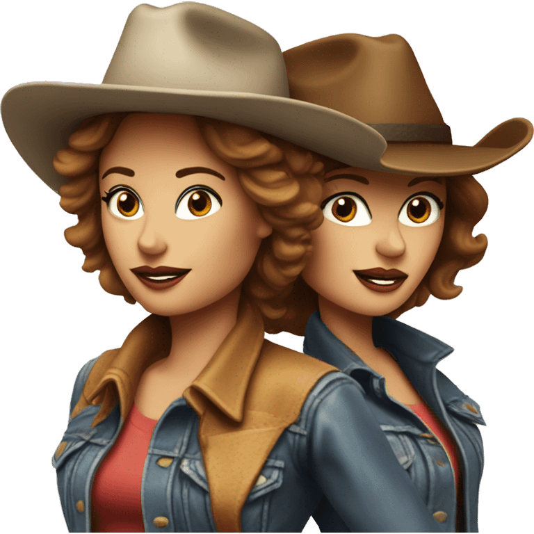 thelma & louise wearing cowboy hat and trucker cap emoji