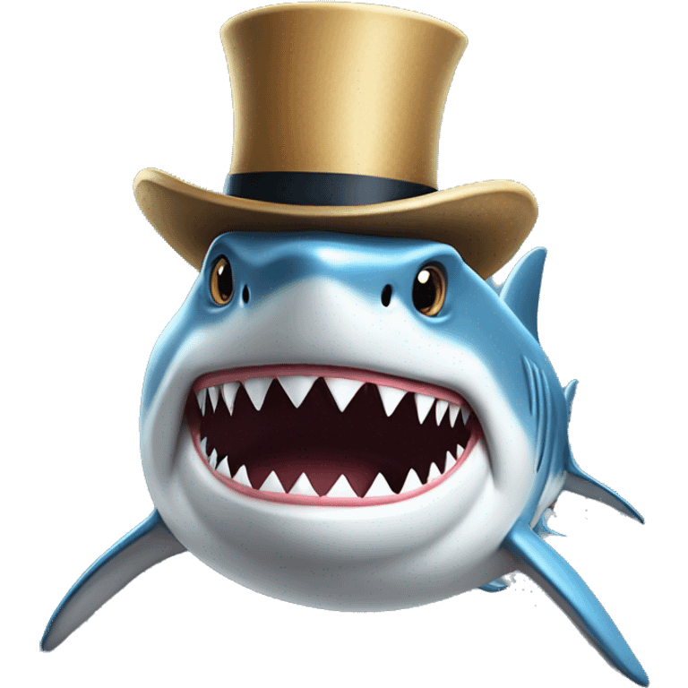 Shark with a top hat emoji