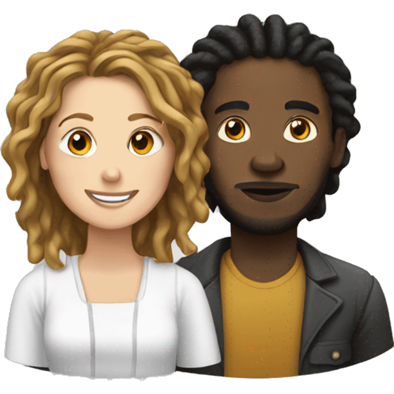 black man with dreads with white woman with brown hair  emoji