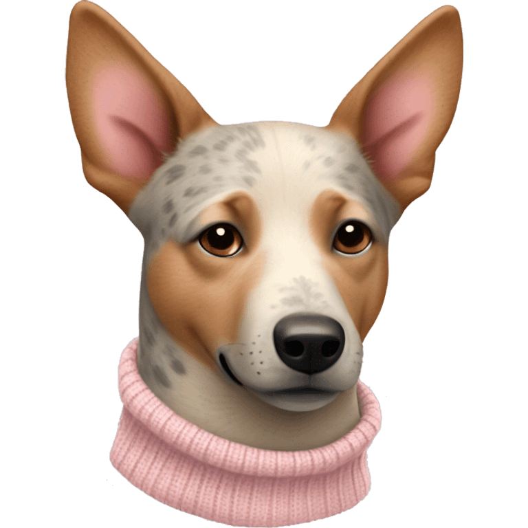 beige australian cattle dog wearing light pink sweater emoji