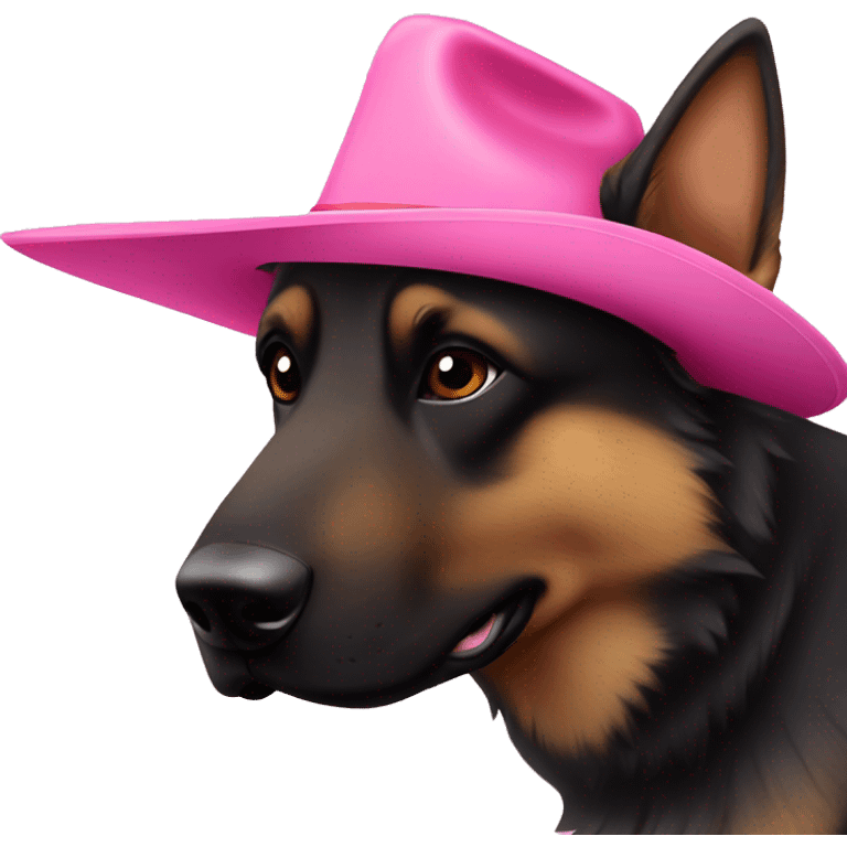 Dark German shepherd pink cowboy hat emoji