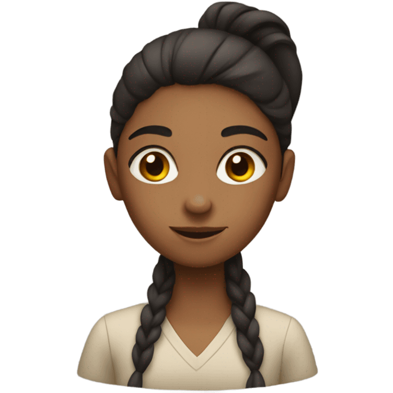 Girl with long dark hair working with Clay emoji