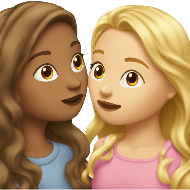 Blonde girl kissing brown haired girl emoji