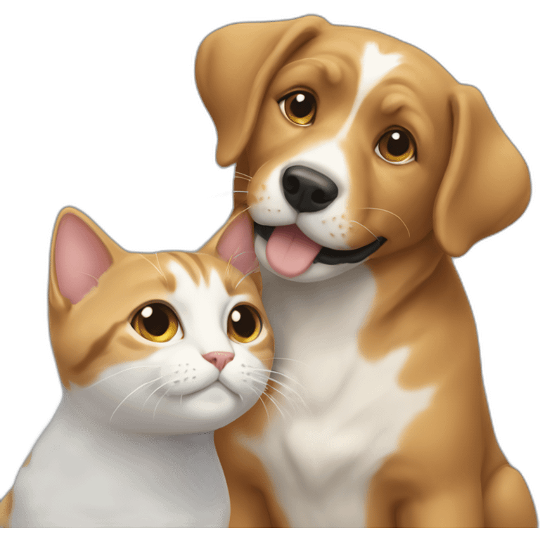 Cat petting a dog emoji