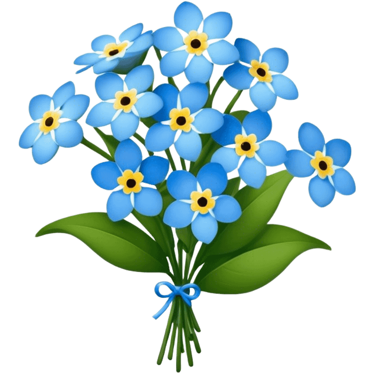 luxuriant, big bouquet Forget-Me-Not flower, stem, leaf emoji