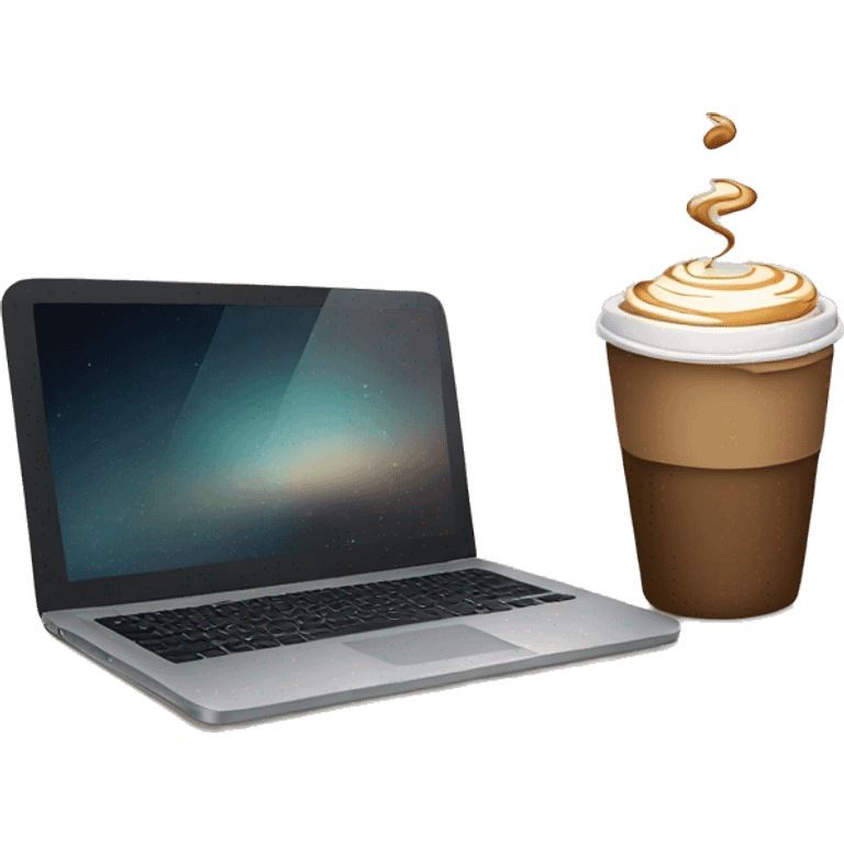 coffee and laptop cute emoji