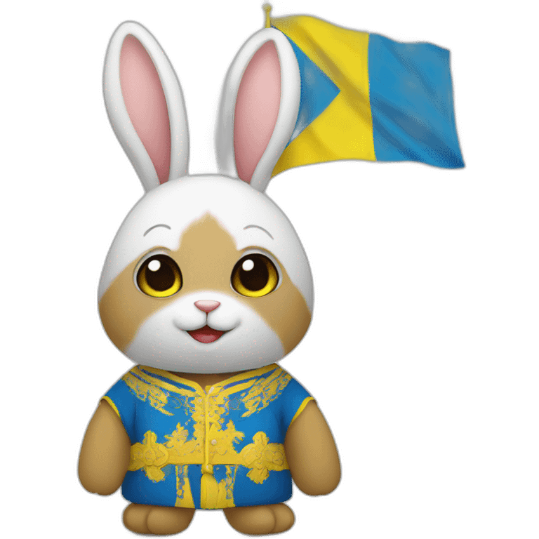 rabbit in a Ukrainian flag costume emoji