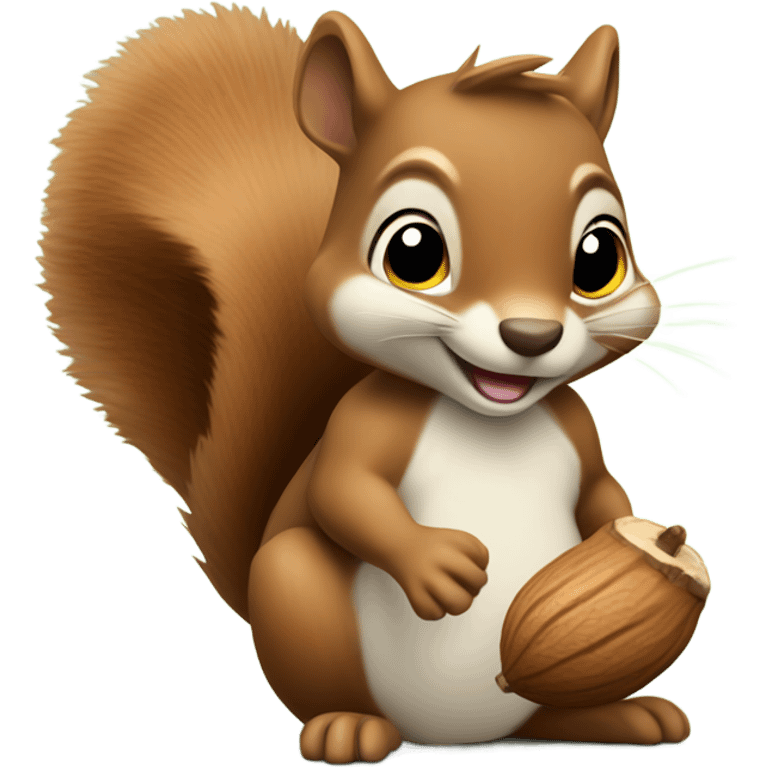 playful squirrel holding an acorn. emoji