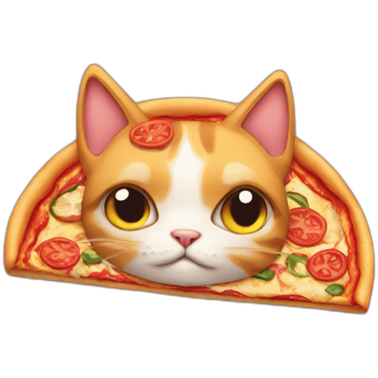 cat hating on a pizza emoji