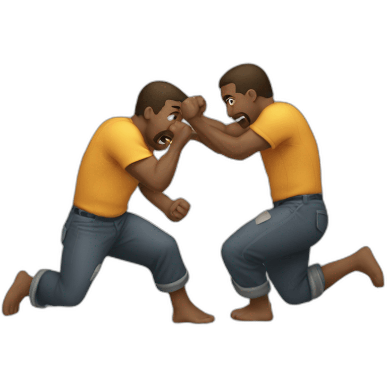 two guys fighting on ground emoji