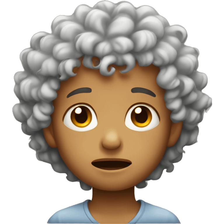 Crying kid with curly hair emoji