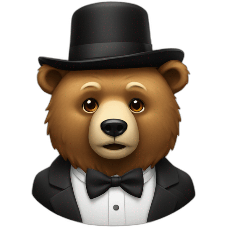 Bear with bow tie and black hat emoji