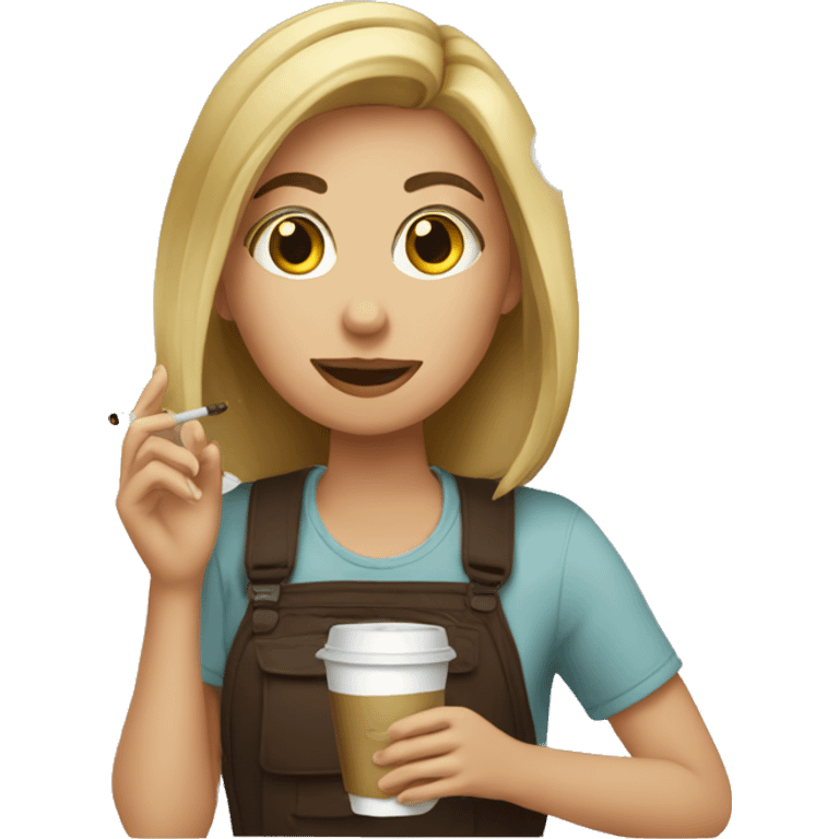 Girl with coffee and vape emoji