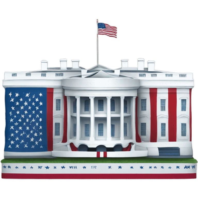 Draw me a White House with an American flag and a podium that has the number 47 on it  emoji