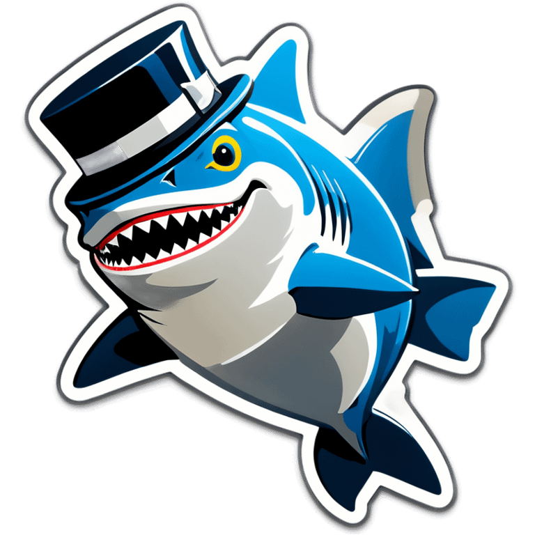 Shark with a top hat emoji