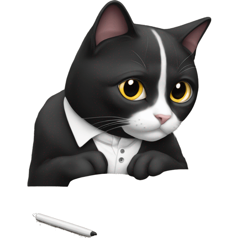 Tuxedo cat studying  emoji